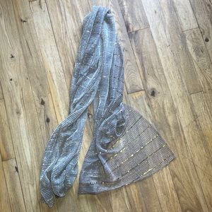 Gold tan sparkle sequin scarf head wrap tichel